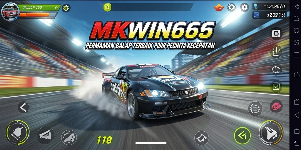 Tangkapan layar gameplay MKWIN666 yang menegangkan saat balapan.