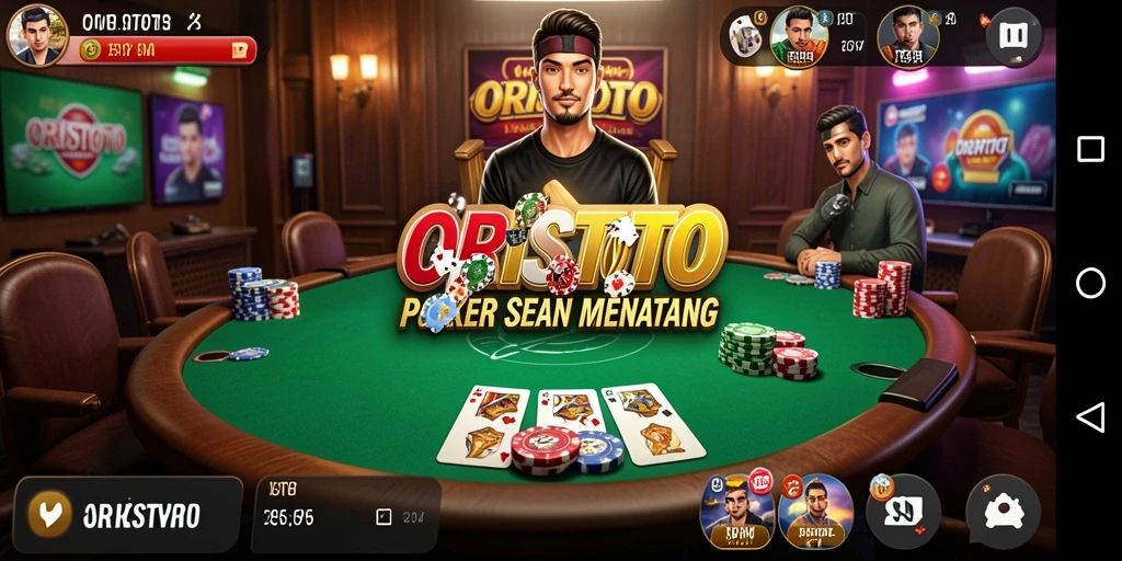 Screenshot gameplay ORISTOTO menampilkan suasana seru permainan poker.