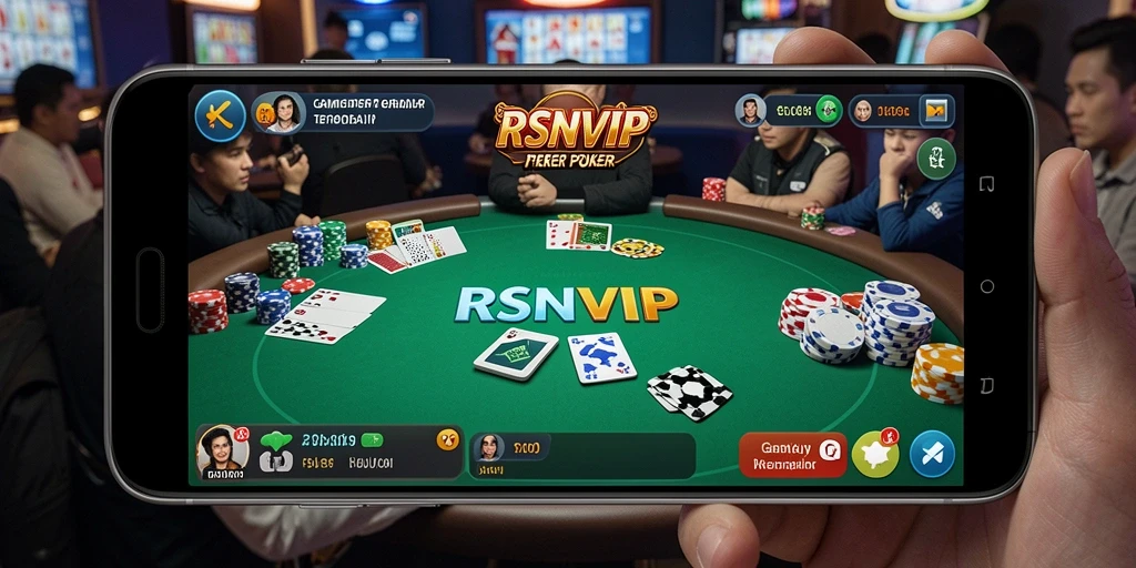 Screenshot utama RSNVIP menampilkan gameplay poker yang mendebarkan.