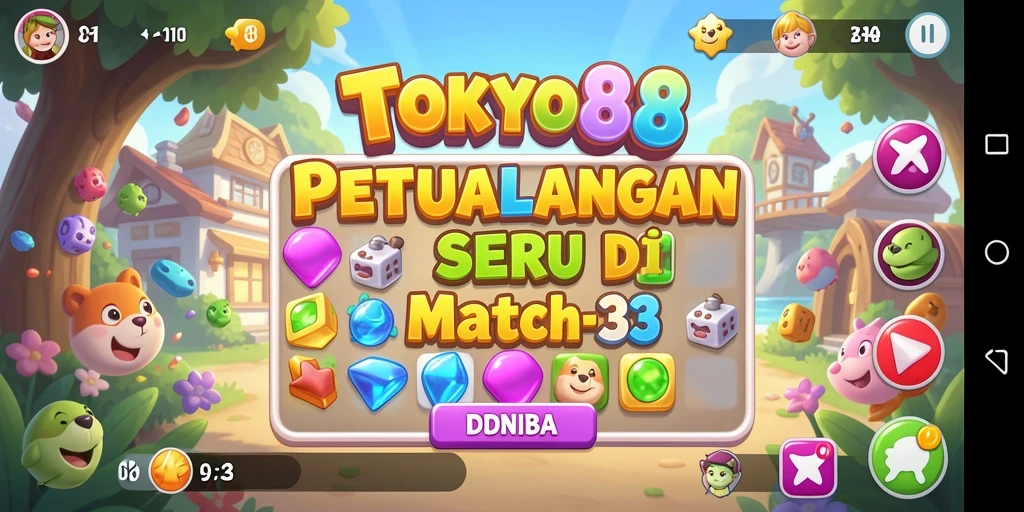 Gambar permainan TOKYO88 dengan tantangan Match-3 yang seru.